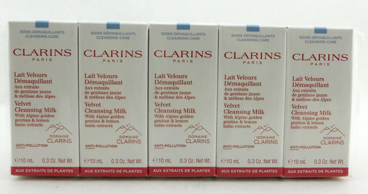 Clarins Velvet Cleansing Milk 10 ml./0.3 oz. Travel Size Mini LOT of 10 Boxes