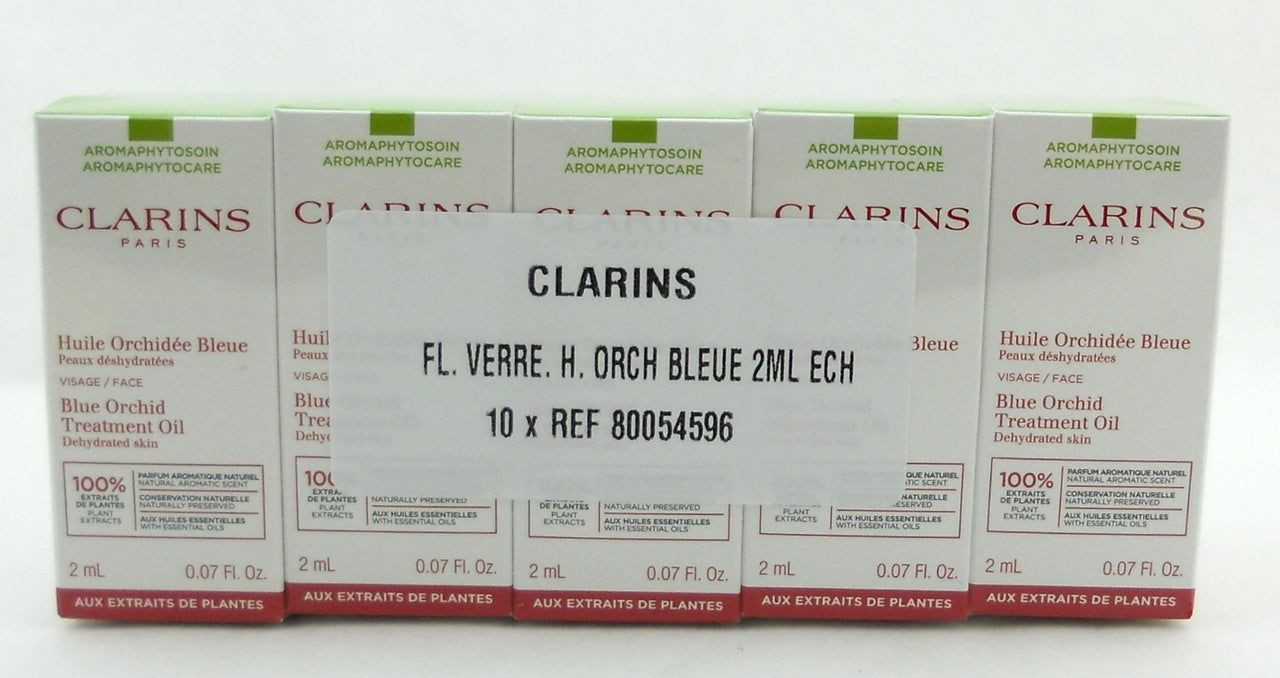 Clarins Face Treatment Oil Blue Orchid 2 ml Samples LOT of 10 New in Box