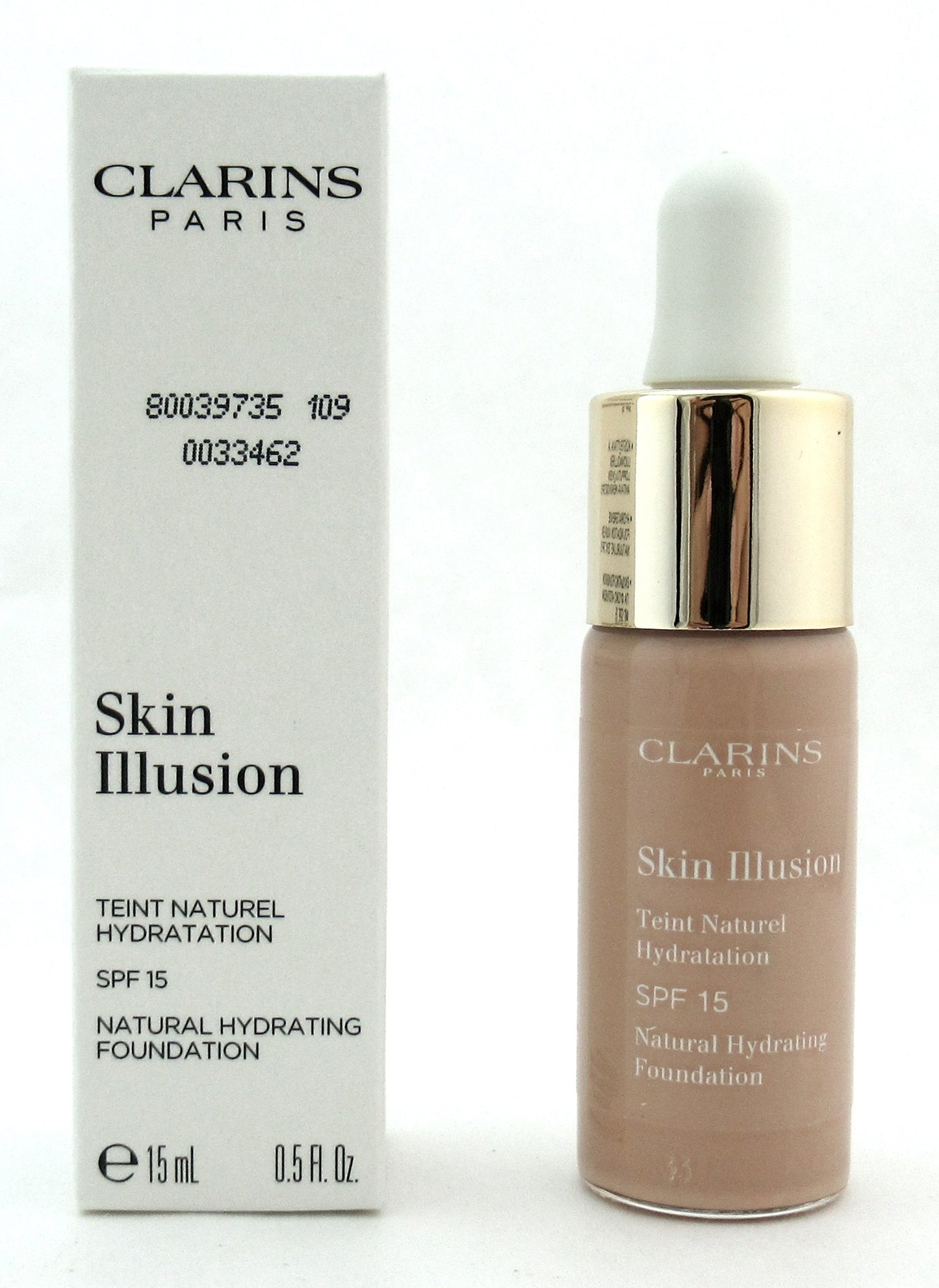 Clarins Skin Illusion Natural Hydrating Foundation SPF 15 # 109 Wheat 15 ml./ 0.5 oz. Tester