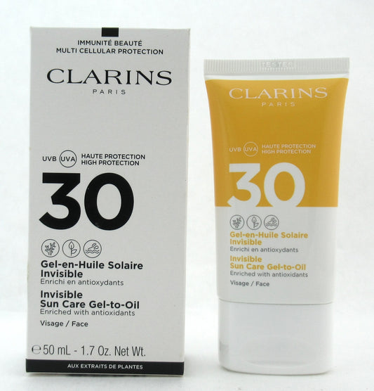 Clarins Invisible Sun Care Gel-to-Oil SPF 30 Face 50 ml./ 1.7 oz. New Tester