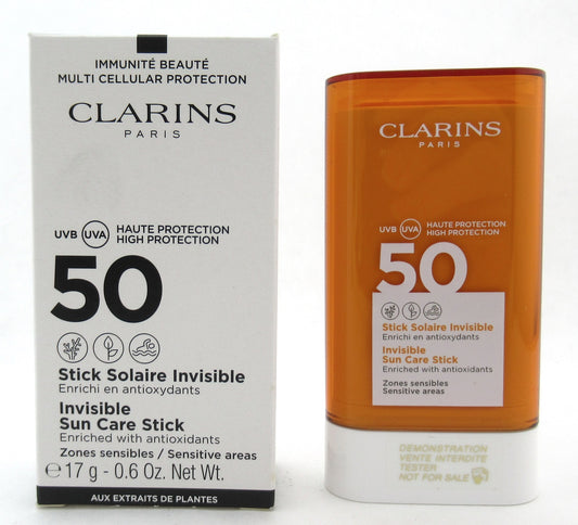 Clarins Invisible Sun Care Stick For Sensitive Areas SPF50 17 g./ 0.6 oz. New Tester
