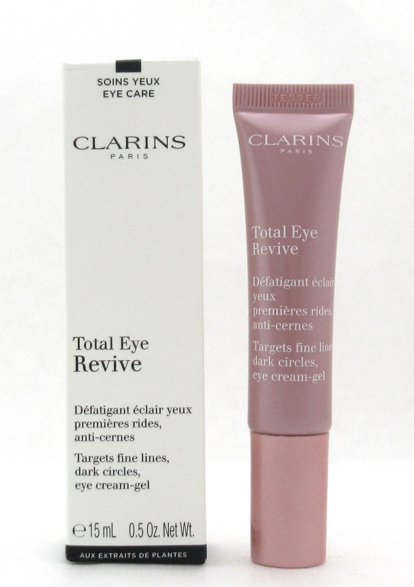 Clarins Total Eye Revive Targets Fine Lines, Dark Circles, Eye Cream Gel 15 ml./ 0.5 oz. New Tester