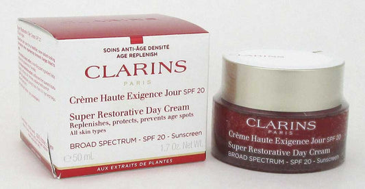 Clarins Super Restorative Day Cream SPF 20 1.7 oz/50 ml. All Skin Types Damaged Box