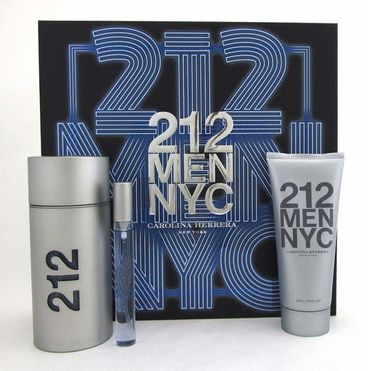 212 MEN NYC by Carolina Herrera Set: EDT 3.4oz & 10ml+ A/Sh/Gel 3.4oz