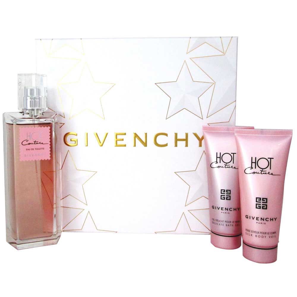 Hot Couture by Givenchy 3 Pc Gift Set: 3.3oz EDT+2.5oz B/L+2.5oz B/G