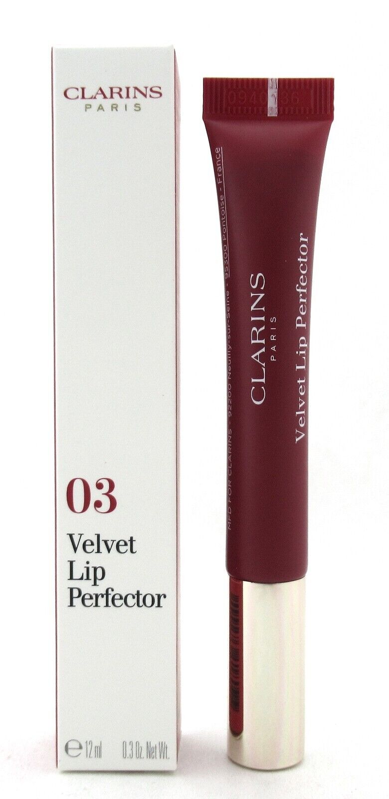 Clarins Velvel Lip Perfector # 03 Velvet Red Full Size 12 ml./0.3 oz. New in Box