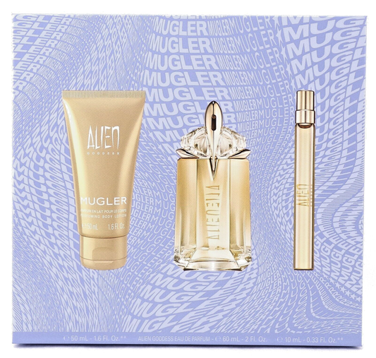 Alien Goddess by Thierry Mugler 2oz&10ml EDP Refillable Spray+1.6oz B/L. New SET