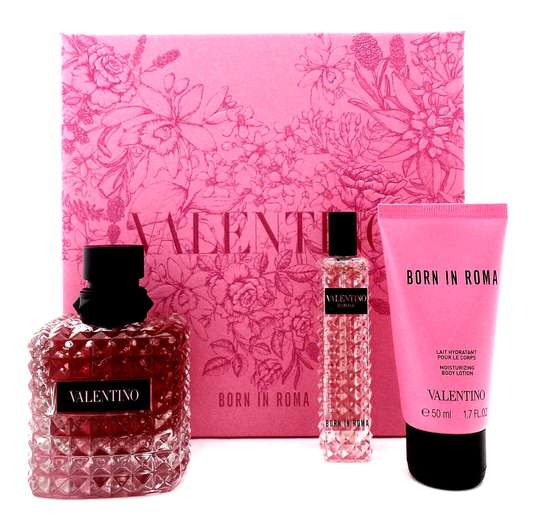 Valentino Donna Born In Roma 3.4 & 0.5 oz EDP + 1.7 oz B/Lotion New Women's SET