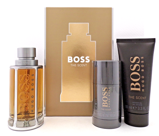 Boss The Scent by Hugo Boss 3.3oz EDT Spray+3.3oz Sh/Gel+2.4oz Deo New Men's SET