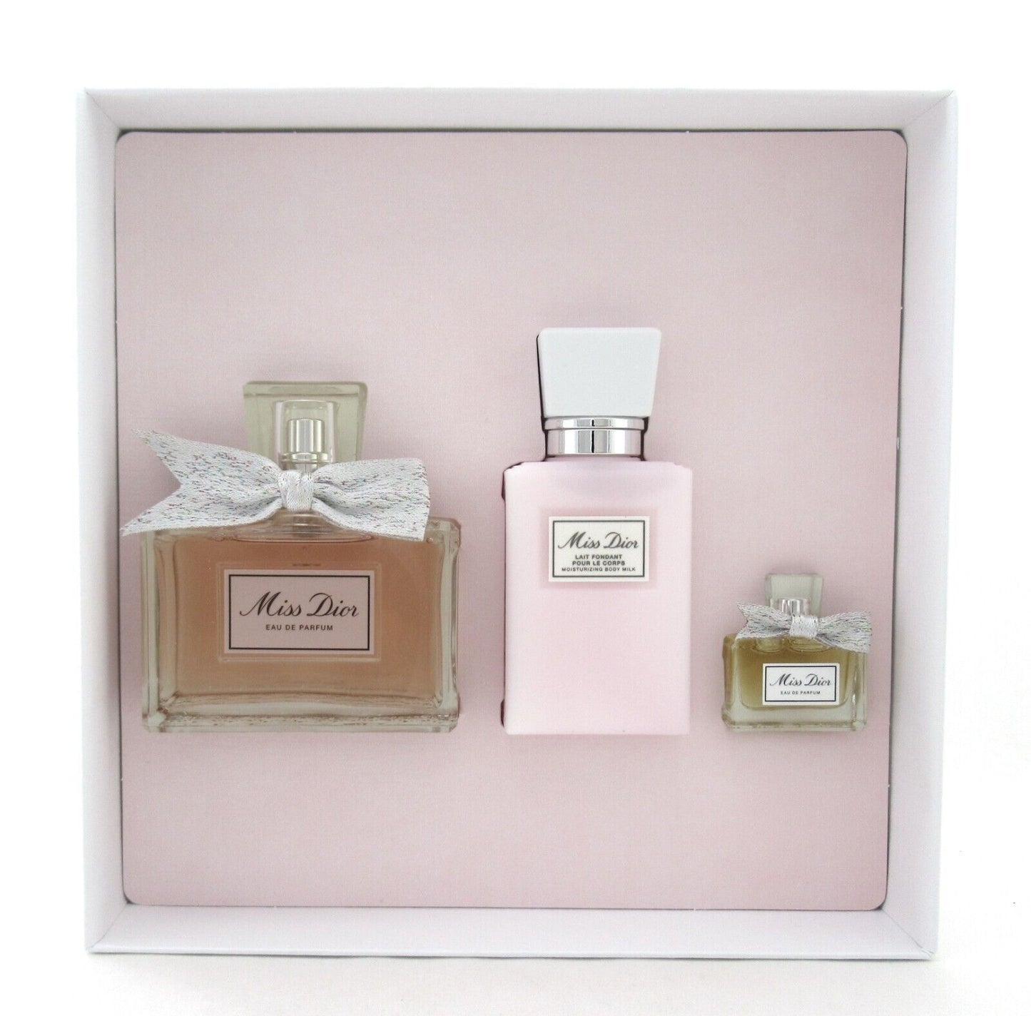 Miss Dior 3 Pc Set EDP Spray 100 ml + Body Milk 2.5 oz +EDP Mini 5 ml New
