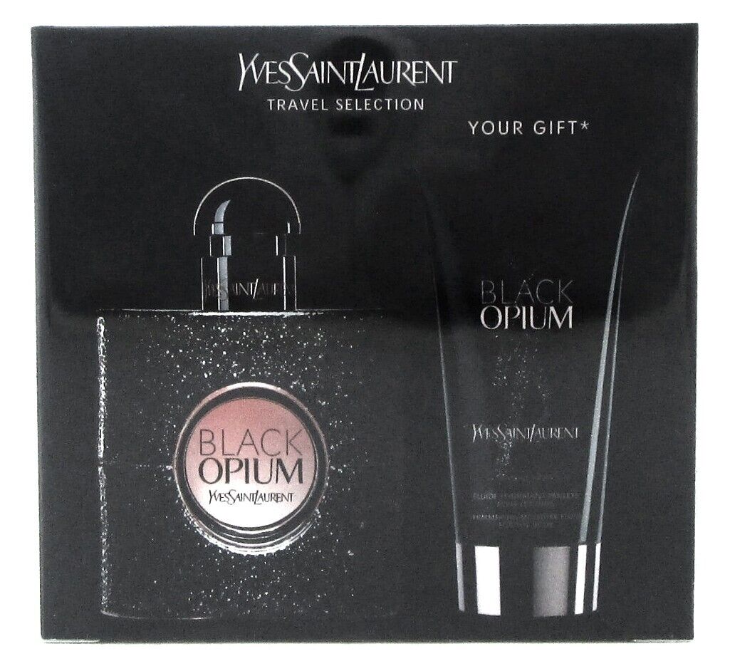 Black Opium by YSL 1.6 oz EDP Spray+1.6 oz Body Lotion. New Travel Set for Women