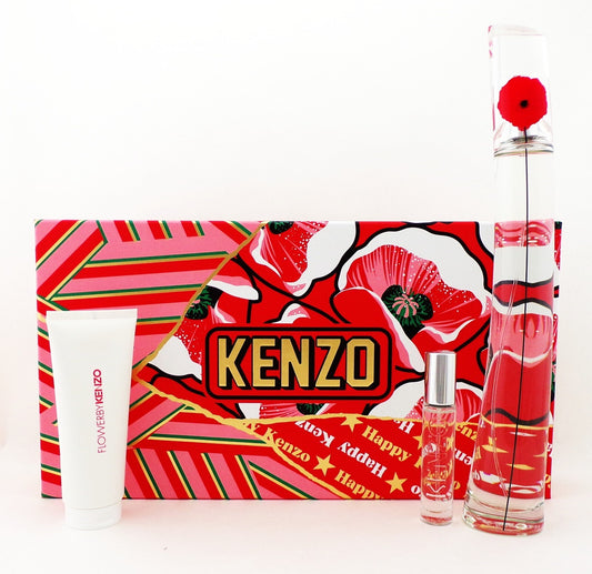 FLOWER by Kenzo 3 Pcs Set: 3.3 oz. & 0.3 oz EDP Spray + 2.5 oz EDP in a Milk New