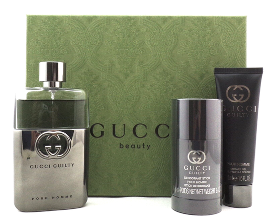 Gucci Guilty for Men 3.0 oz EDT Spray+ 2.4 oz Deo Stick+ 1.6 oz Sh/Gel. New SET