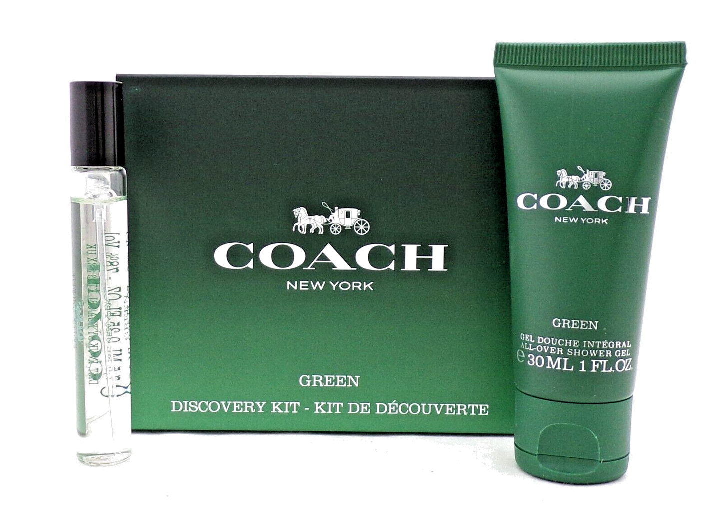Coach GREEN by Coach 7.5ml EDT Spray+ 1.0oz Shower Gel New Discovery Kit for Men