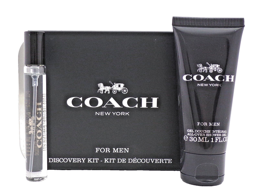 Coach Men by Coach 7.5 ml EDT Spray+ 1.0 oz Shower Gel New Discovery Kit for Men