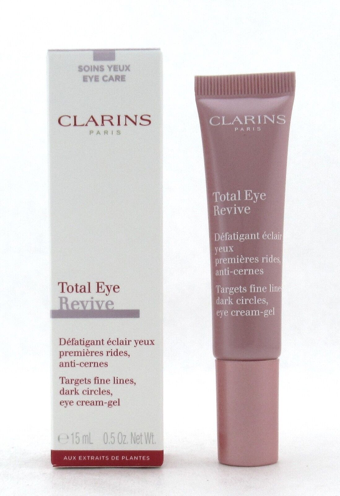Clarins Total Eye Revive Targets Fine Lines, Dark Circles, Eye Cream Gel 15 ml./ 0.5 oz. New