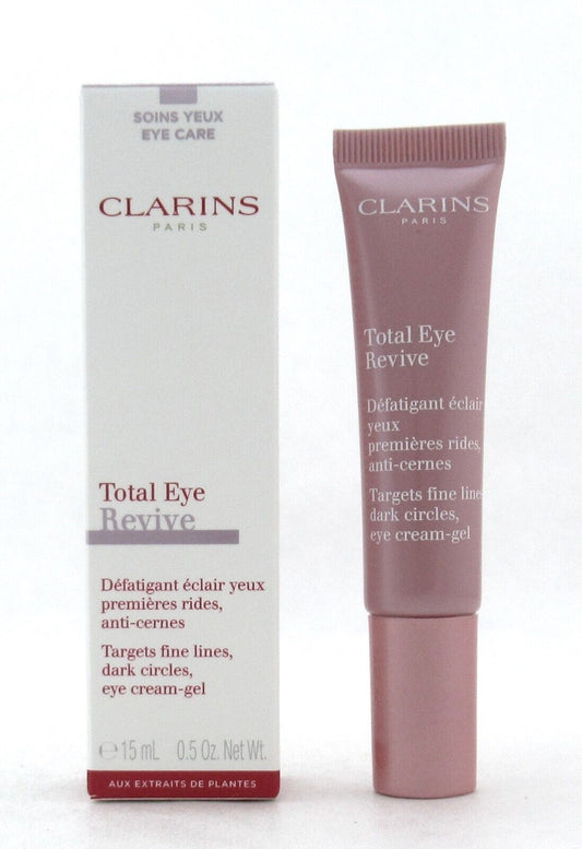 Clarins Total Eye Revive Targets Fine Lines, Dark Circles, Eye Cream Gel 15 ml./ 0.5 oz. New