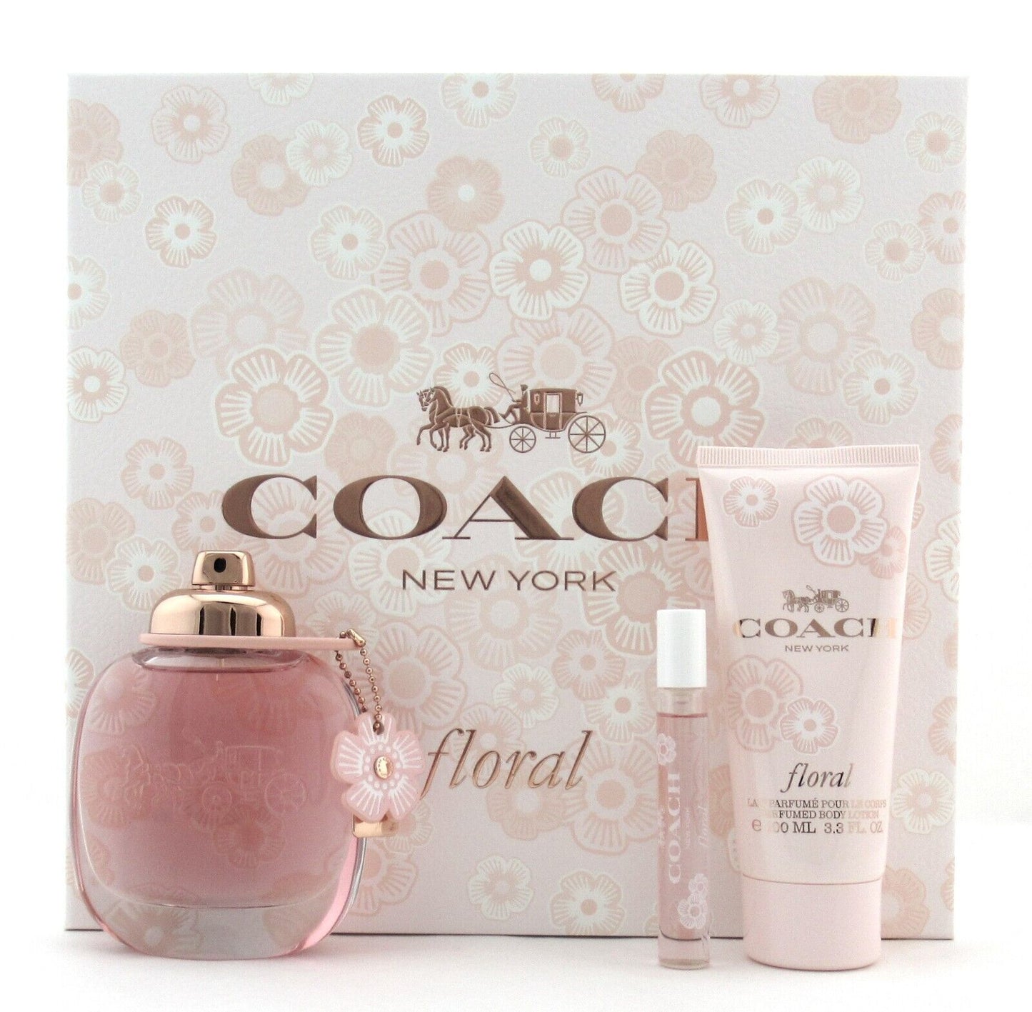 Coach Floral 3 oz & 7.5 ml EDP Spray+ 3.3 oz B/Lot New Set for Women.DAMAGED Box