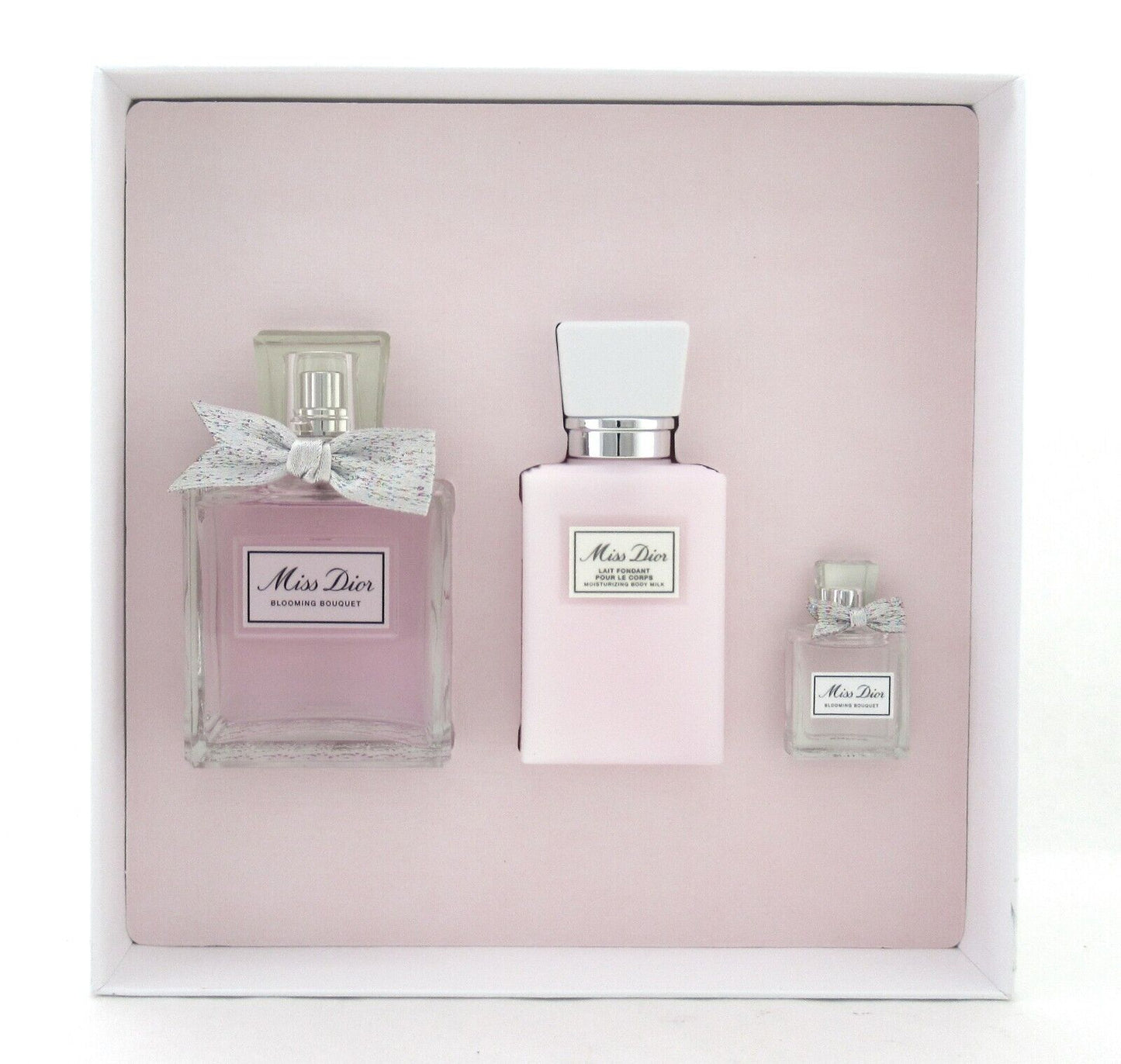 Miss Dior Blooming Bouquet 3 Pc Set EDT Spray 3.4 oz+Body Milk 2.5 oz + EDT Mini