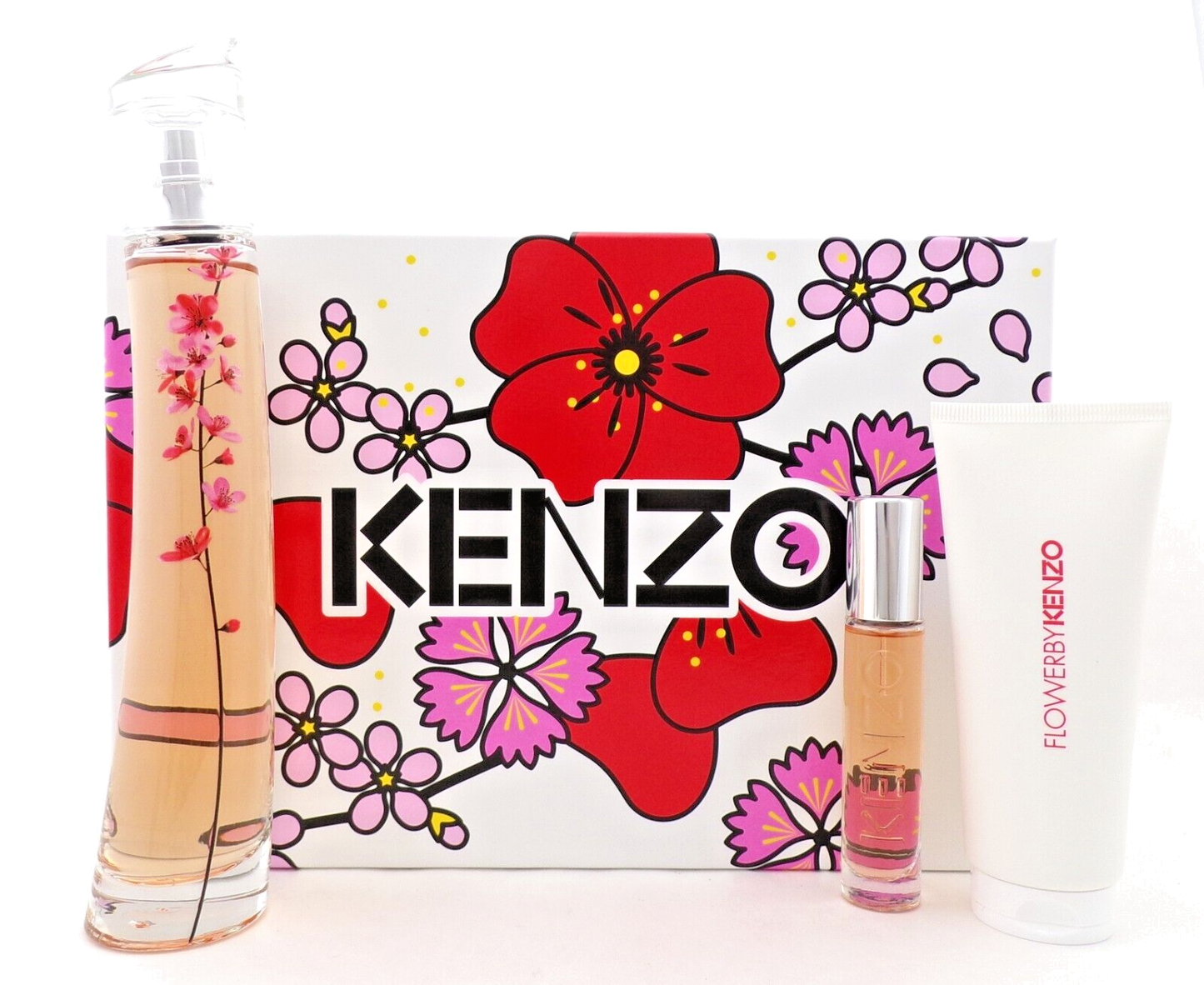 Flower IKEBANA by Kenzo 2.5oz & 10 ml. EDP Spray + 2.5oz B/Milk New Women's SET