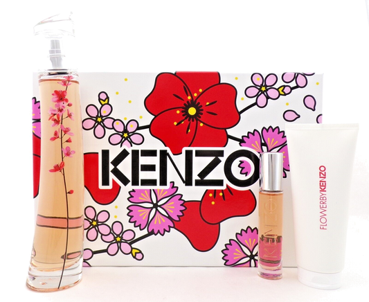 Flower IKEBANA by Kenzo 2.5oz & 10 ml. EDP Spray + 2.5oz B/Milk New Women's SET
