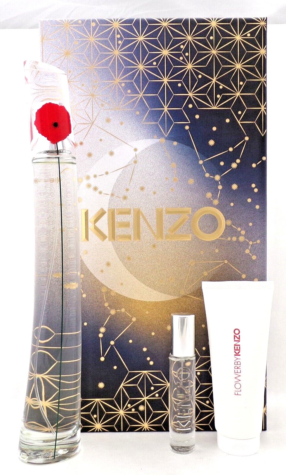 Flower by Kenzo 3.3 oz & 10 ml EDP Spray + 2.5 oz Body Milk. New SET for Women.