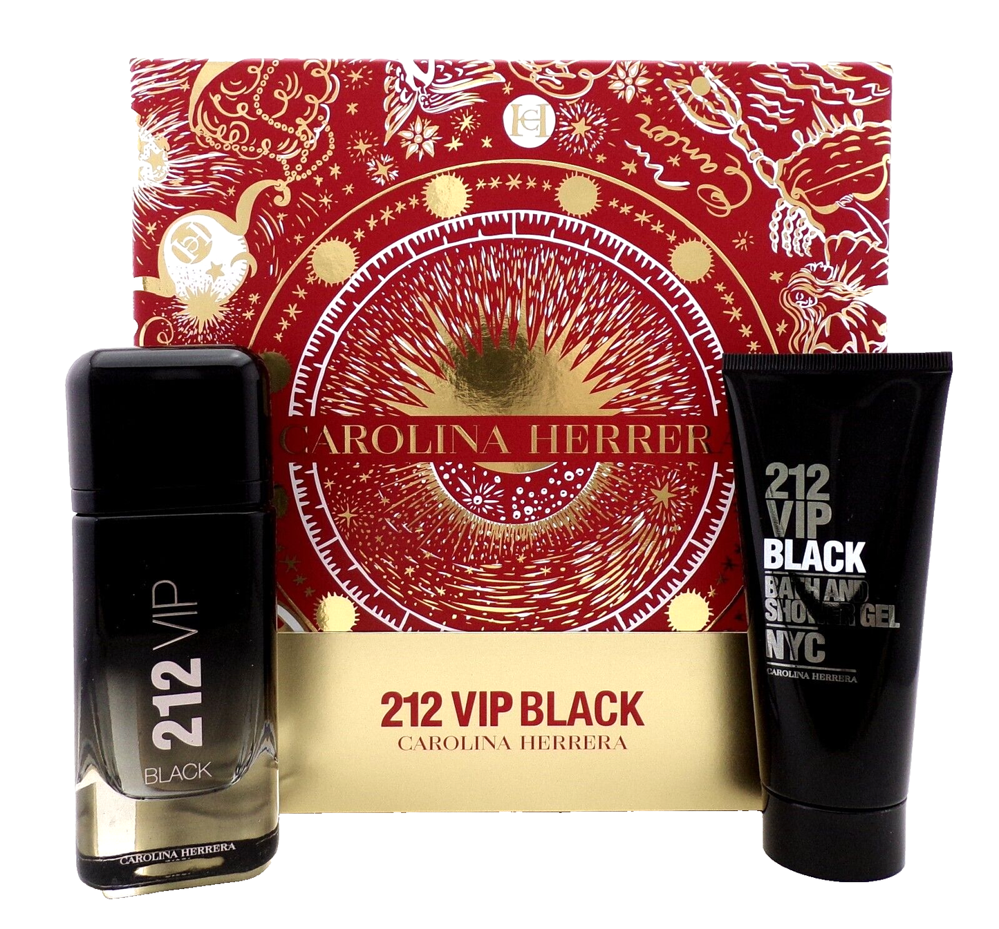 212 VIP BLACK by Carolina Herrera 3.4 oz.EDP Spray + 3.4 oz.Sh/Gel New Men's Set