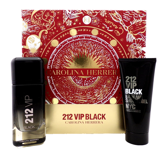 212 VIP BLACK by Carolina Herrera 3.4 oz.EDP Spray + 3.4 oz.Sh/Gel New Men's Set