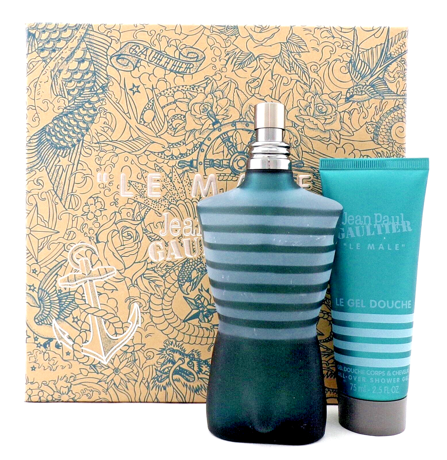 Jean Paul Gaultier Le Male 4.2 oz EDT Spray + 2.5 oz Shower Gel. New Men's Set