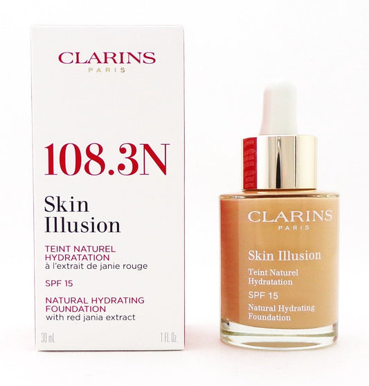 Clarins Skin Illusion SPF 15 Natural Hydrating Foundation #108.3N 1 oz. New