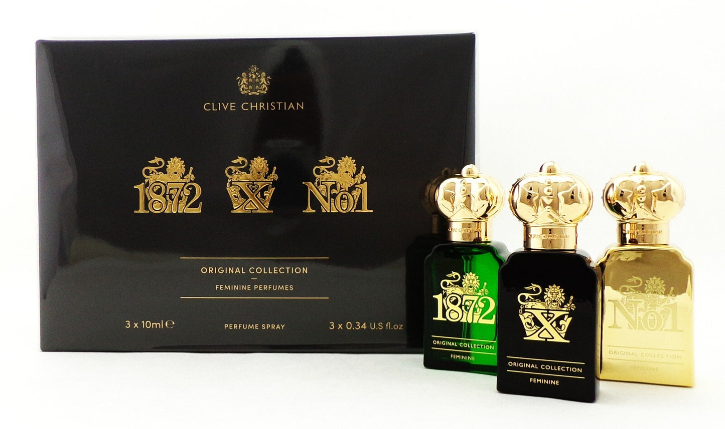 Clive Christian Original Collection Feminine Perfume Travel Set 3 x 0.34 oz New