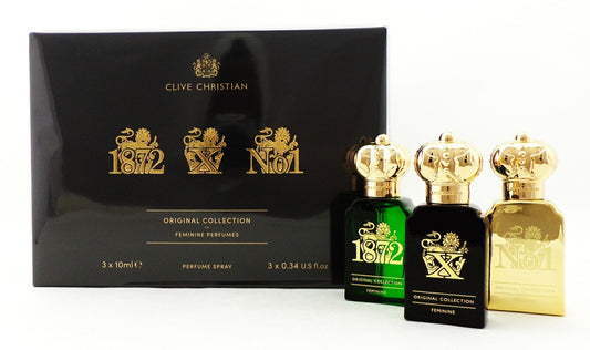 Clive Christian Original Collection Feminine Perfume Travel Set 3 x 0.34 oz New