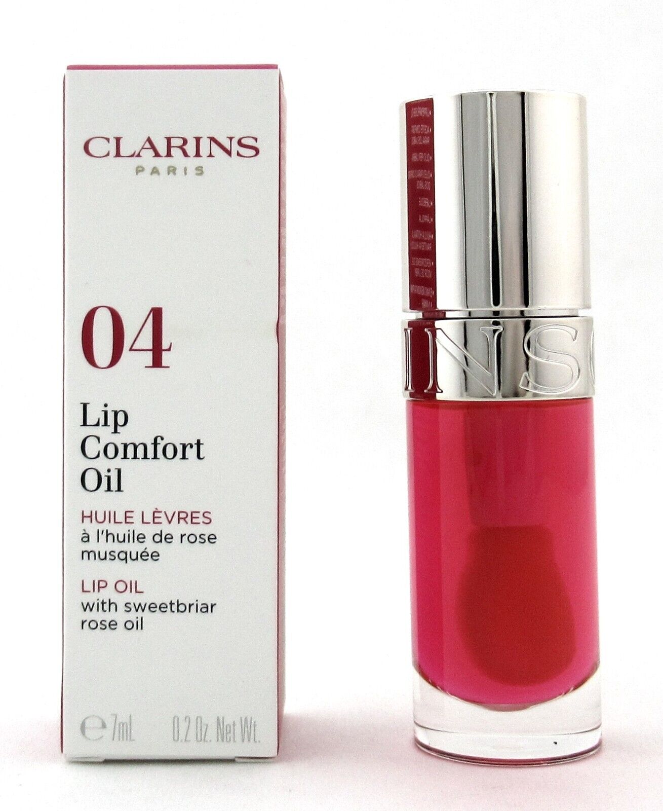 Clarins 04 Pitaya Lip Comfort Oil with Sweetbriar Rose Oil 7 ml./ 0.2 oz. New