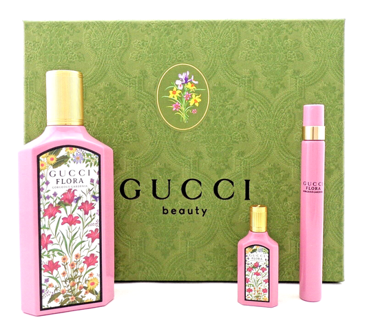 Gucci Flora Gorgeous Gardenia 3.3 oz & 10 ml EDP Spray + 5 ml EDP Splash New SET