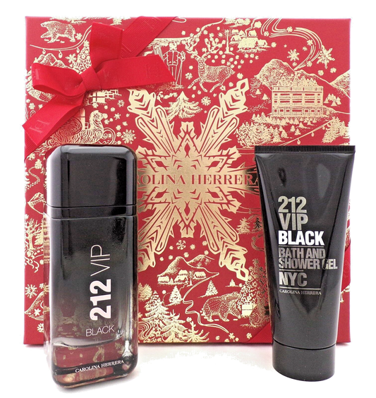212 VIP BLACK by Carolina Herrera 3.4oz EDP Spray+3.4oz Shower Gel New Men's Set