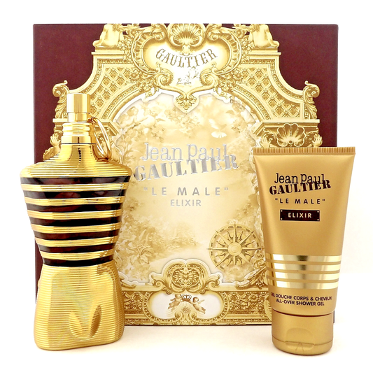 Jean Paul Gaultier Le Male Elixir 4.2oz PARFUM + 2.5oz Shower Gel. New Men's SET