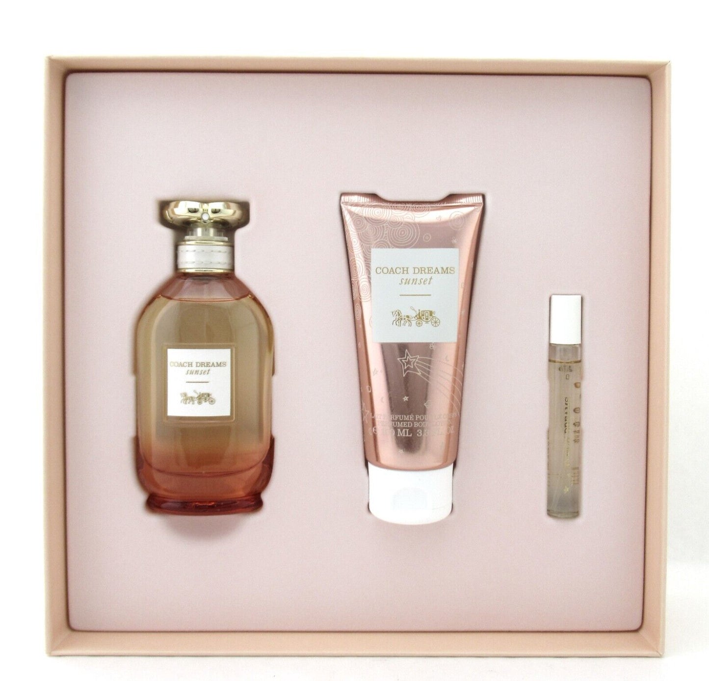 Coach Dreams Sunset 3 Pc Gift Set for Women EDP Spray 3 oz+Body Lot 3.3 oz+7.5ml