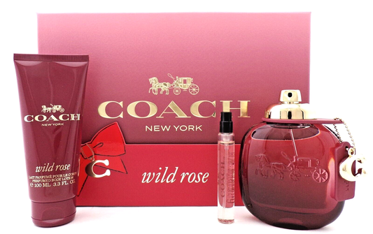 Coach WILD ROSE by Coach 3.0oz & 0.25oz EDP Spray+ 3.3 B/Lotion. New Women's SET