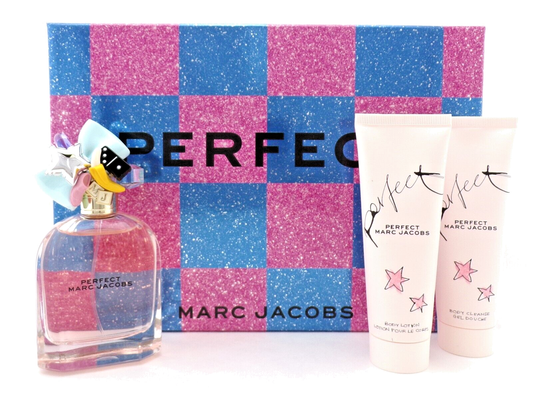 Marc Jacobs Perfect 3.3oz EDP Spray+2.5oz Body Lot. & Sh/Gel. New SET for Women