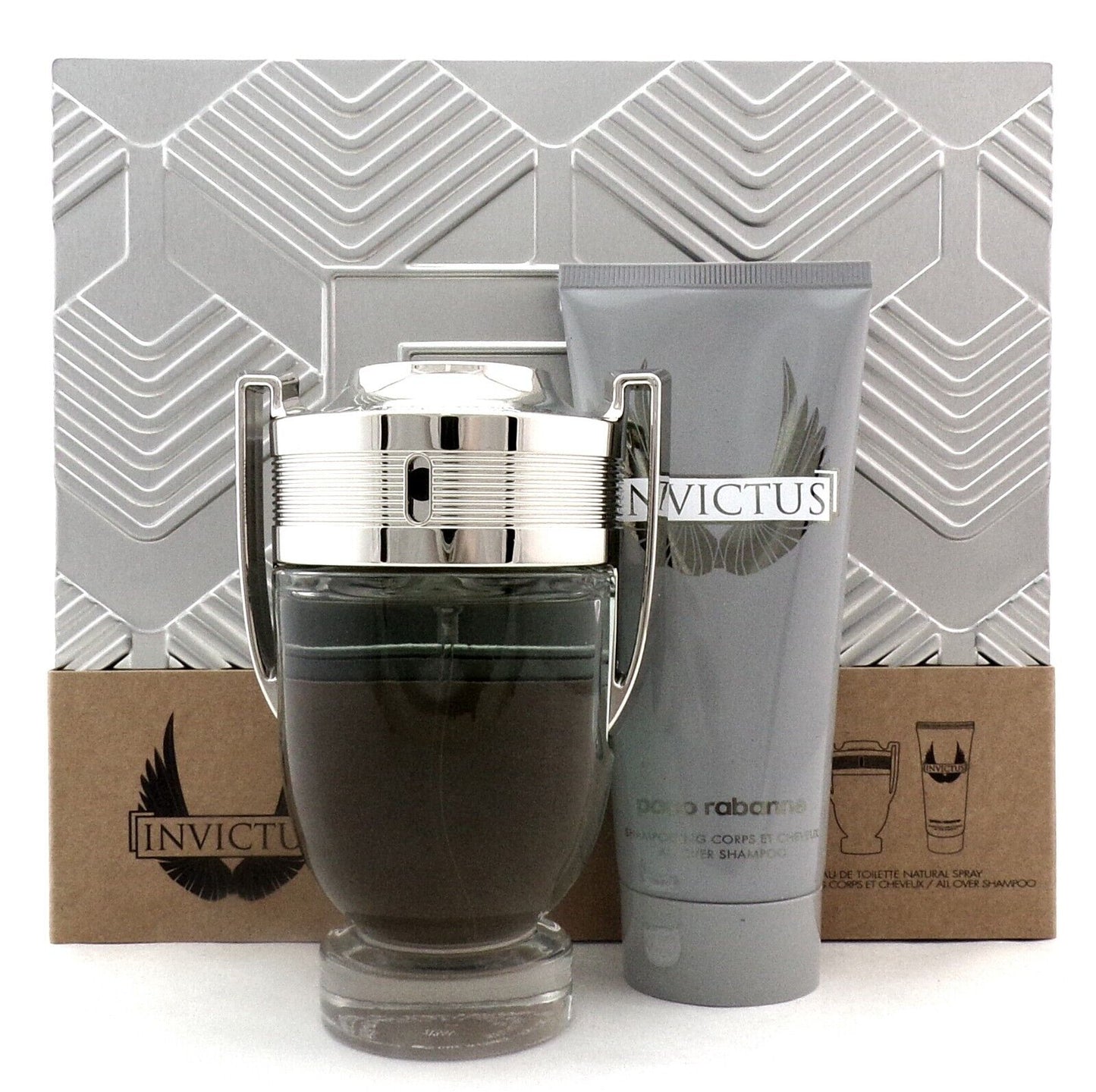 Invictus by Paco Rabanne 3.4 oz. EDT Spray + 3.4 oz. Shampoo. New SET for Men