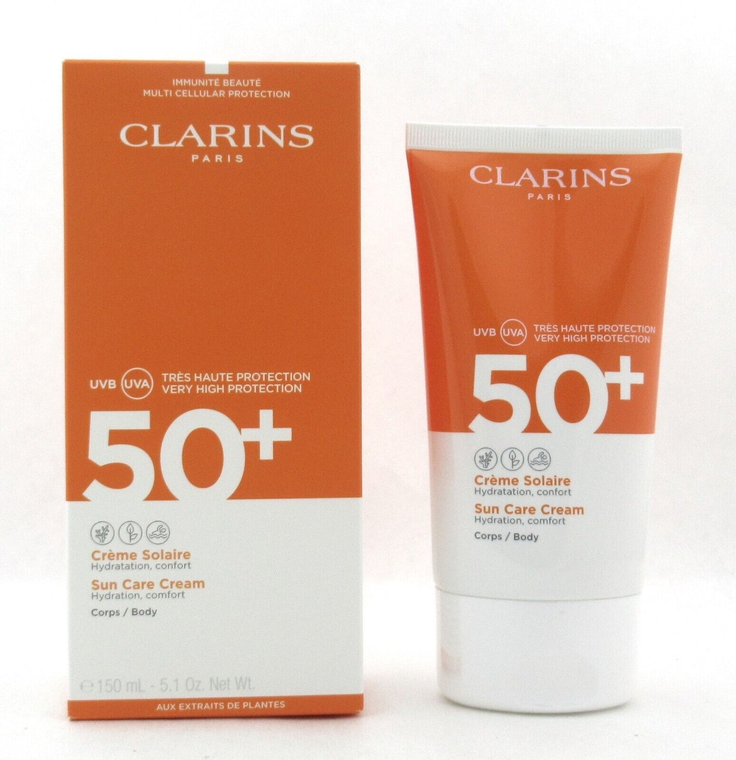 Clarins Sun Care Cream UVB UVA 50+ for Body 150 ml./ 5.1 oz. New