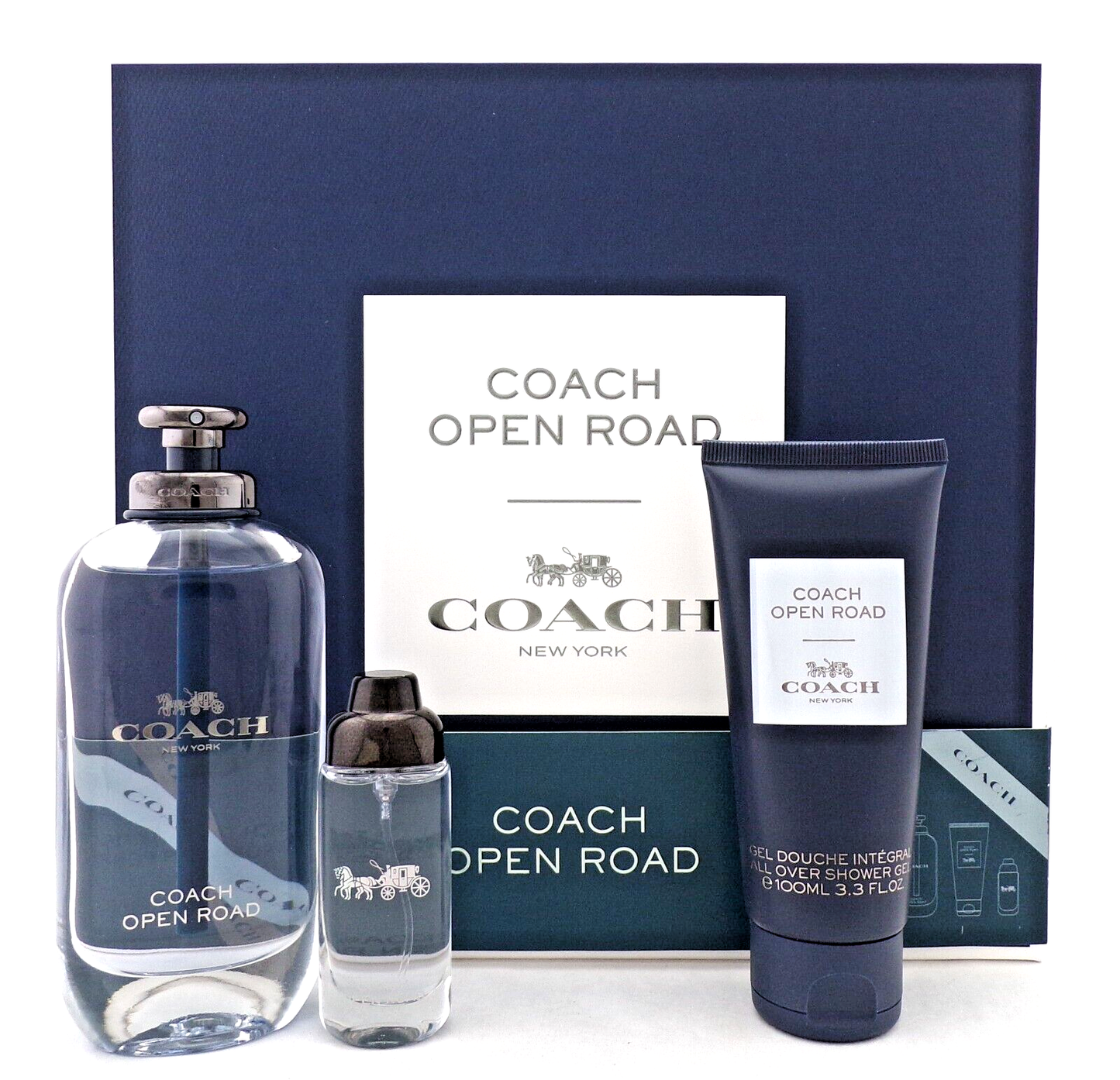 Coach Open Road 3.3 oz & 0.5 oz EDT Spray + 3.3 oz Shower Gel. New Men's SET