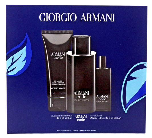 Armani Code by Giorgio Armani 4.2&0.5oz EDT REFILLABLE Spray+2.5oz S/Gel New SET