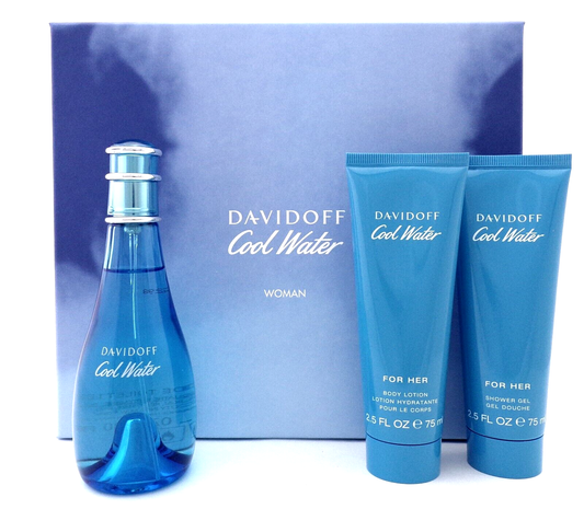 Cool Water by Davidoff 3.4 oz EDT + 2.5 oz Sh/Gel  & B/Lotion. New Women's SET
