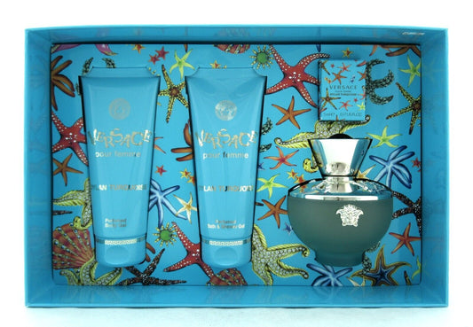 Versace Dylan Turquoise Pour Femme 4 Pcs Gift Set for Women EDT  Spray 3.3 +New