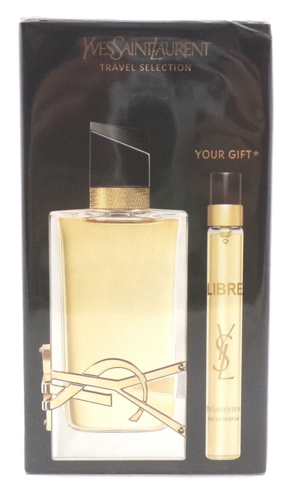 Yves Saint Laurent Libre 3.0 oz & 10 ml. EDP Spray. New Travel Set. DAMAGED Box