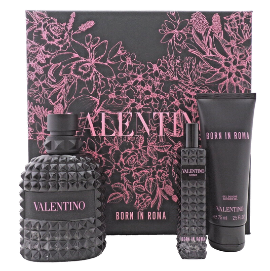 Valentino Born In Roma 3.4 oz+ 0.5 oz EDT Spray+ 2.5 oz Shower Gel New Men's SET