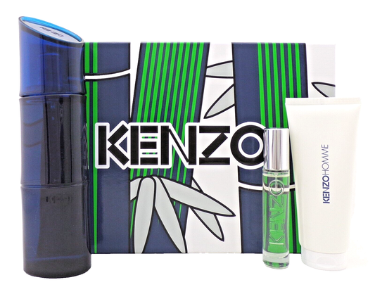 Kenzo Homme 3.7 oz & 10 ml EDT INTENSE Spray + 2.5 oz Shower Gel. New Men's SET