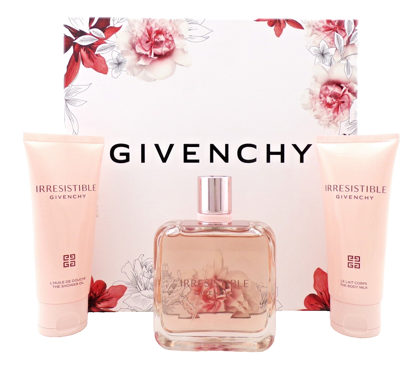 Irresistible Givenchy 2.7oz EDP Spray+2.5oz B/Milk & Shower Oil New Women's SET
