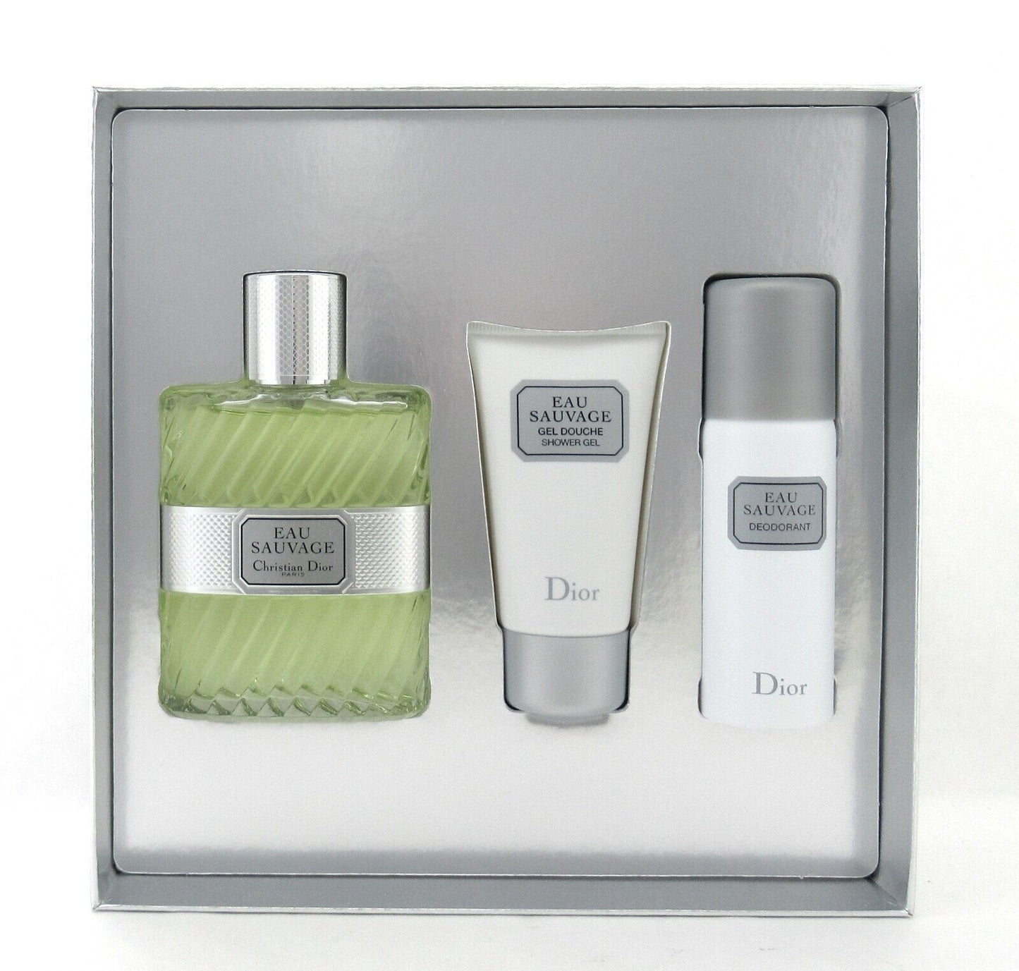 Eau Sauvage by Christian Dior 3 Pc Set for Men EDT Spray 3.4 oz+Shower Gel+Deo S